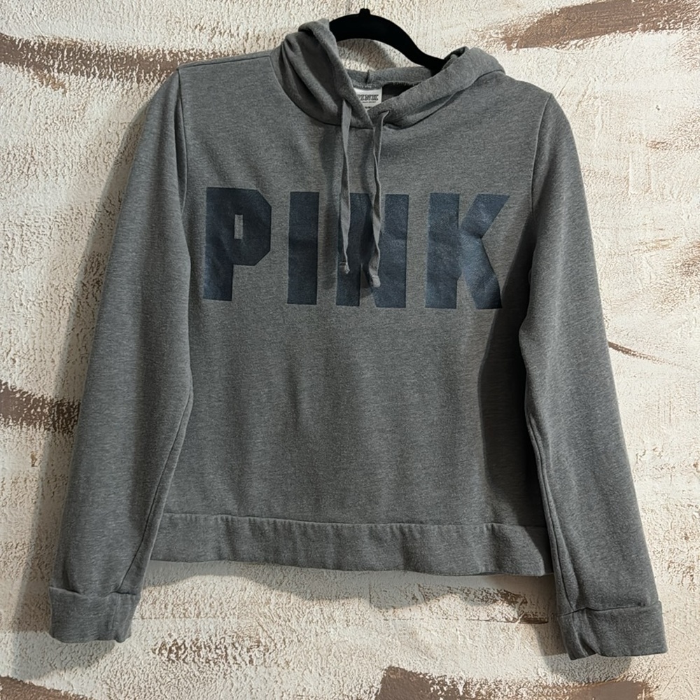 VS Pink Pullover Metallic Logo Hoodie